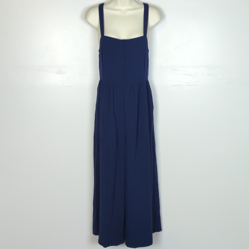 Madewell Smocked Button-Front Crop Jumpsuit